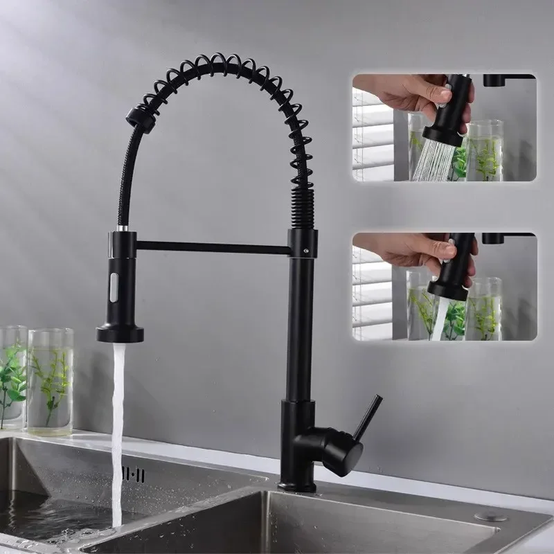 Removable Gourmet Kitchen Faucet Wash Basin Hot Cold Water Pull Out Mixer Spring Tap For Sink 360 Degree Rotation