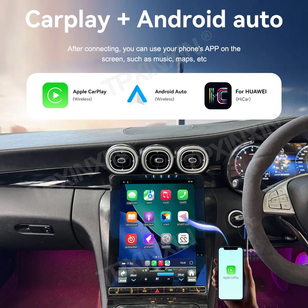 12 Inch Android 15 For Mercedes-Benz GLC C-Class 2015-2022 Car Radio Carplay Car GPS Navigation Multimedia Player Head Uint Auto