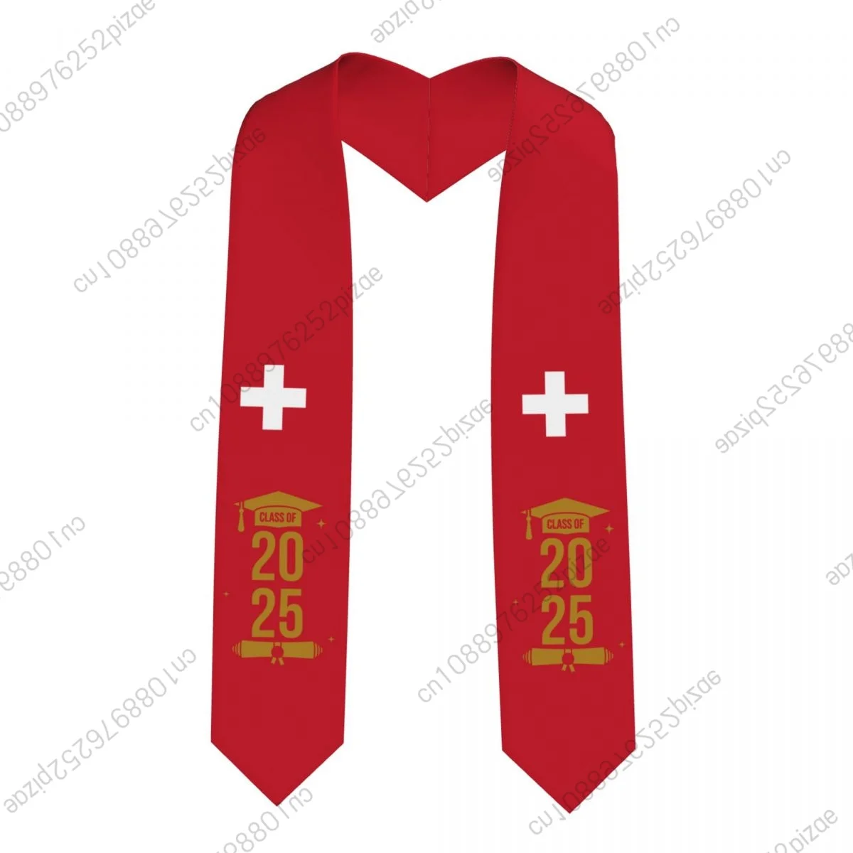 

New Switzerland Flag Class Of 2025 183*13CM Graduation Stole Sash Scarf For International Students Proud