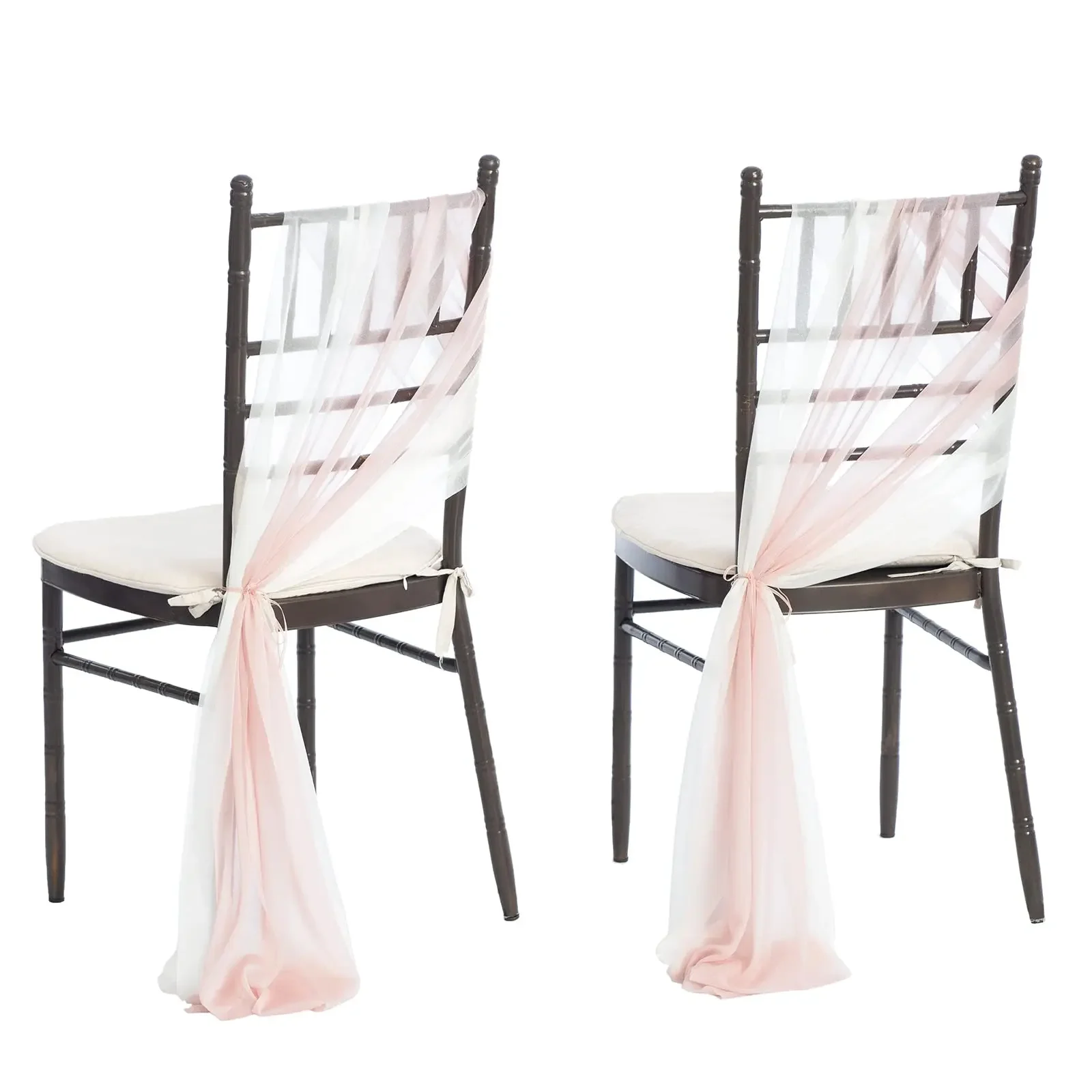 10/50Pcs 17x250cm sage green Chiffon Chair Sashes 12 Set Sash Wedding Chair Covers Ribbon Wedding Party Aisle Chair Decor