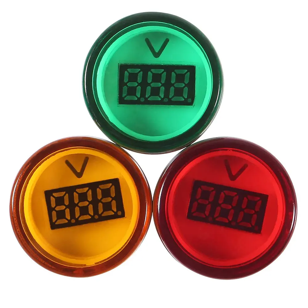 DIY Mini Digital Voltmeter 22mm Round AC 12-500V Volt Voltage Tester Meter Monitor Power LED Indicator Pilot Lamp Light Display