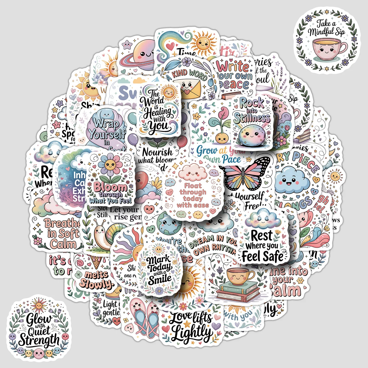 

50PCS Cute English Phrase Graffiti Stickers Cartoon Fun Decorative Stationery Box Scrapbook Luggage Waterproof Decal Toy