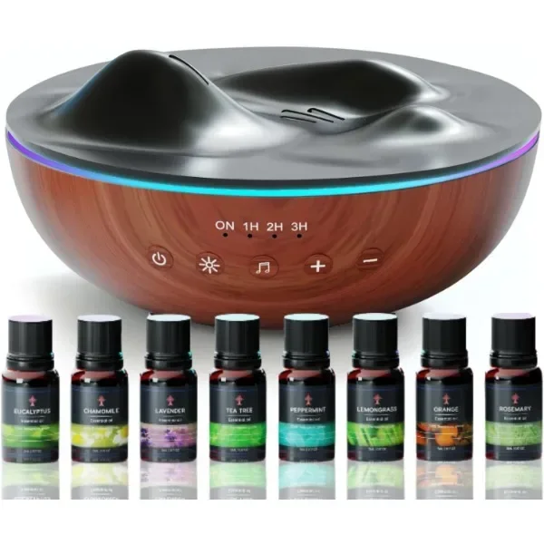 Innovative Aromatherapy Oil Diffuser with Essential Oil Set for Large Room, 500ml Ultrasonic Quiet Cool Mist Aroma Humidifier