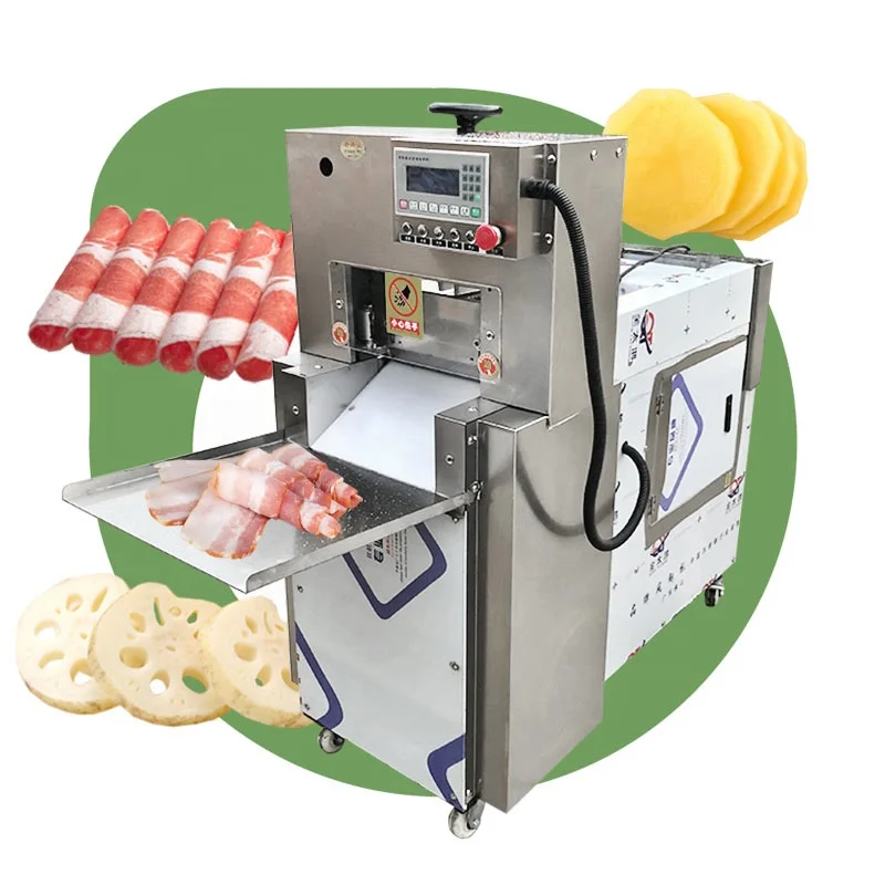 Single Roll Industrial Meat Pork Bacon Mutton Beef   Cutter Slice Slicer Cheap Automatic Machine Cheese Flakes Cut