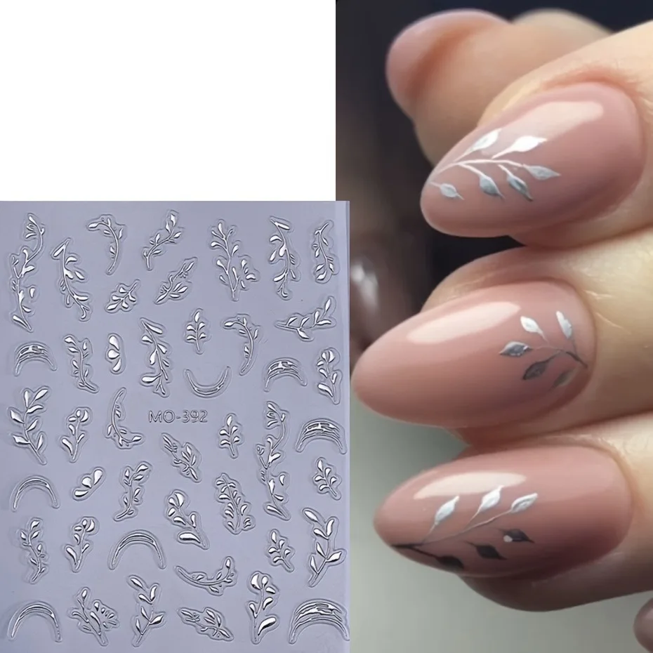  قطعتان من ملصقات الأظافر لتخفيف أوراق الربيع/الصيف، سهلة الاستخدام لتزيين الأظافر بنفسك والهدايا وتصفيف مكياج الحفلات والزفاف #3