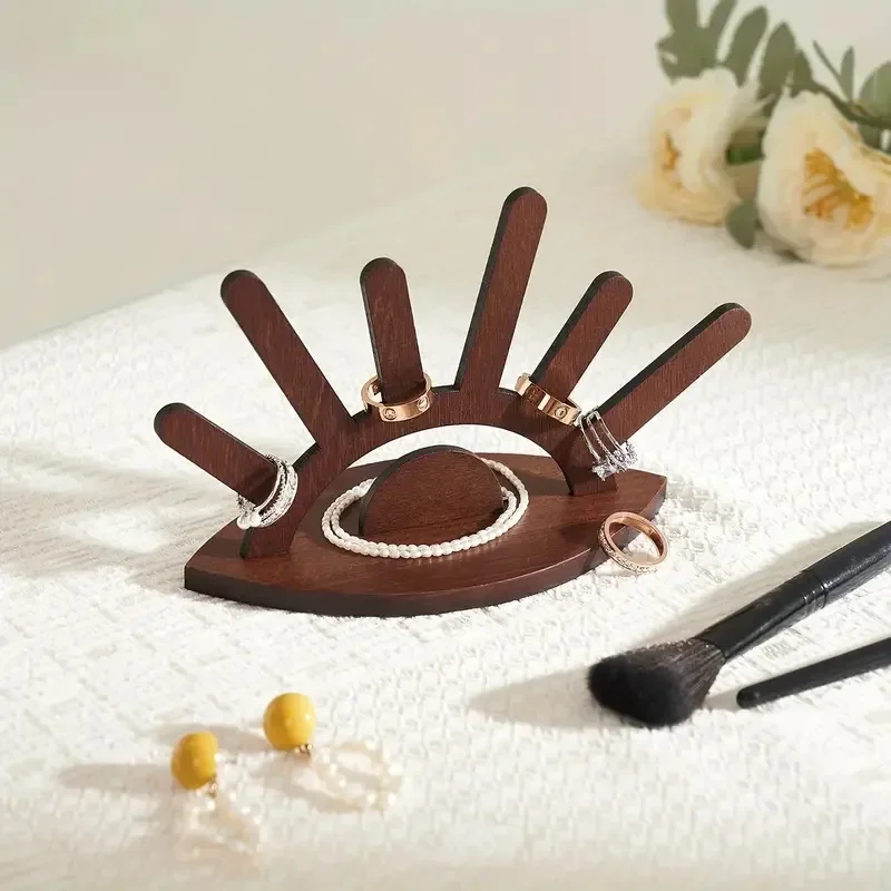

Creative Ring Storage Rack Jewelry Display Stand Wooden Crafts Ornaments for Ring Necklace Storage Box