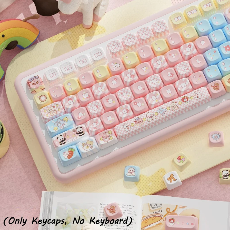 112Keys MOA Profile PBT Keycap Set Cartoon Animal 5Side Dye Sublimation KeyCap Mechanical Keyboard Keycaps Fits 75/87/104 Layout