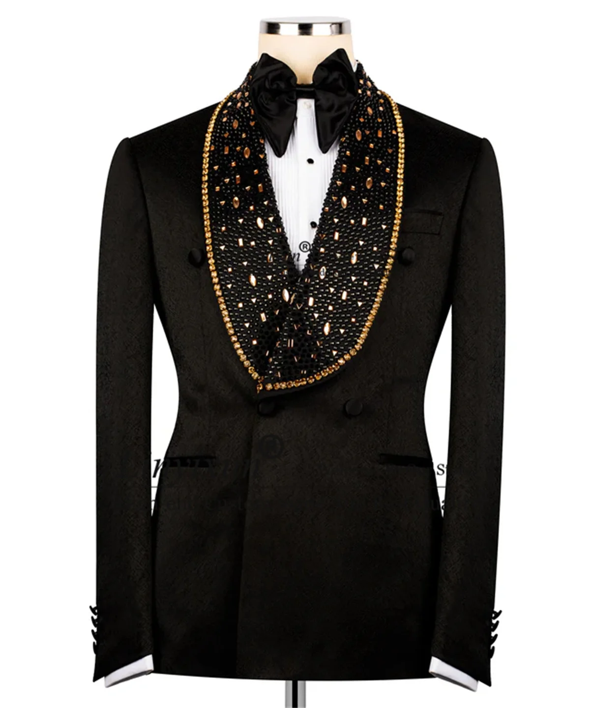 

Sparkly Stone Embroidered Men Suit 2 Pieces Sets Jacquard Costume Homme With Belt Customized Groom Party Wedding Slim Fit Blazer