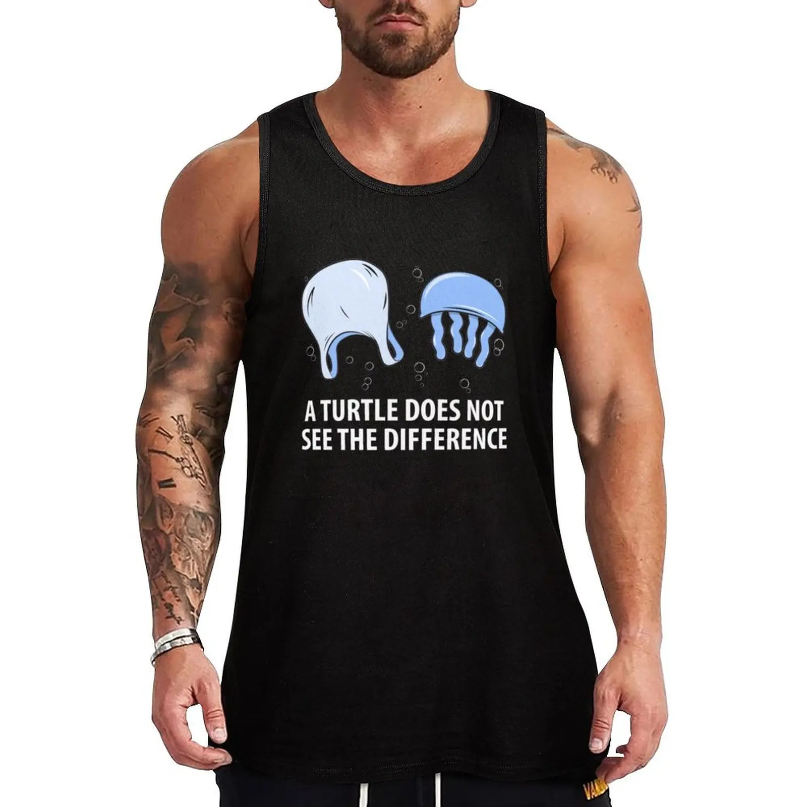 

A Turtle Does Not See The Difference - Sea Turtle Tank Top t-shirt for men Sleeveless T-shirt Muscle fit