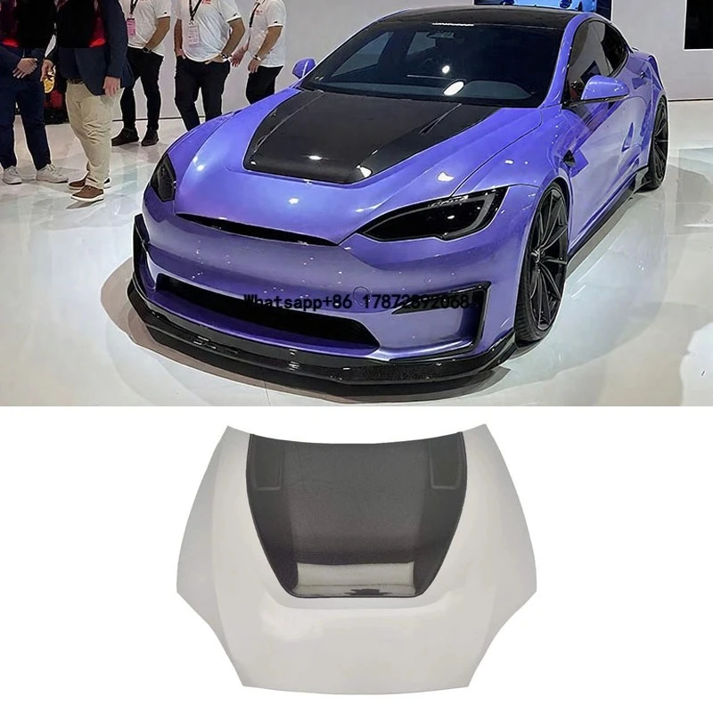 

Model S Front Hood Dry Carbon Fiber Bonnet Hood V Style for Model S 2022 2023 2024 Car Front Bumper Machine Cover