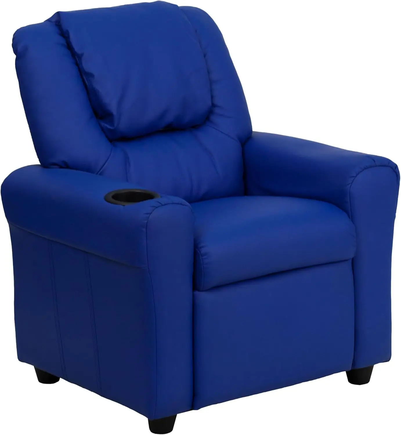 Vana Vinyl Kinderfauteuil Met Bekerhouder, Hoofdsteun En Veiligheidsleuning, Eigentijdse Ligstoel Voor Kinderen, Ondersteuning