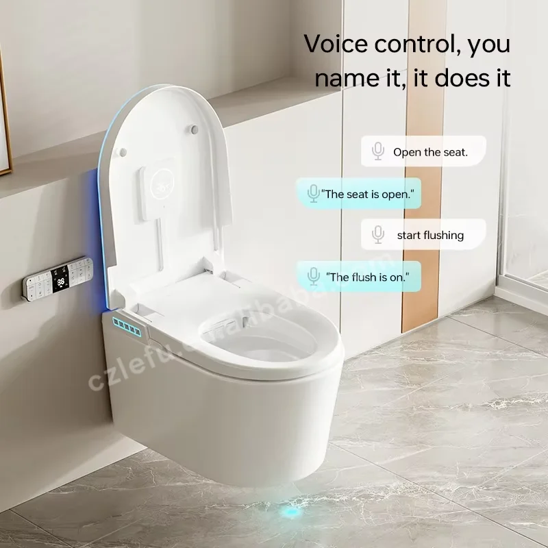 New Arrival Smart Electronic Wall-hung Toilet Intelligent Bathroom Wc With Floating Rimless Bowl Elongated Shape view 6