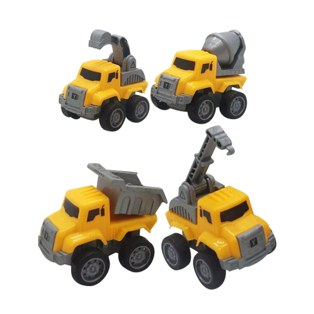 4 Pcs Pull Back Engineering Vehicle Cartoon Push Stroller Kids Cars Toddler Toys