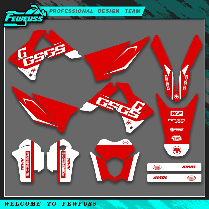 

Fewfuss Full Graphics Decals Stickers For Gas Gas GASGAS EC 125 200 250 300 450 2010 2011 Background Custom Number Name