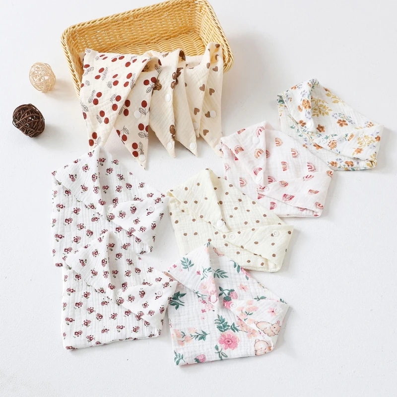 

1 шт., милые банданы, нагрудники для кормления детей, муслиновые хлопковые нагрудники для новорожденных, кнопки для