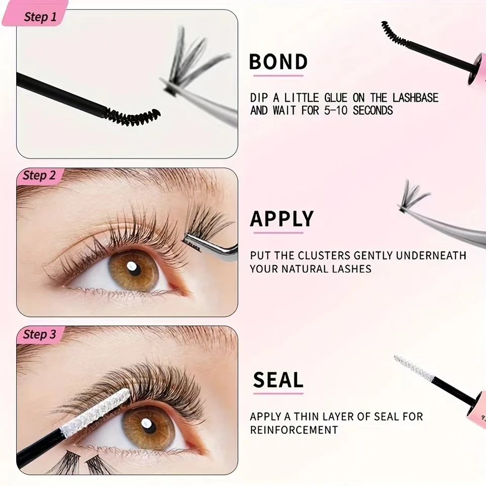 QIUNING Lash Clusters Manga Lash Clusters Kit Clear Fairy Eyelash Clusters Wet-Look Spiky Anime Lashes Individual Lashes BOND image 3