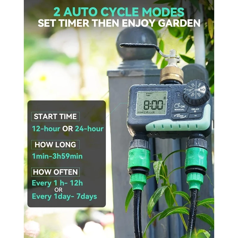 Water Timer for Garden Hose - Sprinkler Timer with Brass Swivel - Rain Delay/Manual Watering/Automatic Irrigation Controller