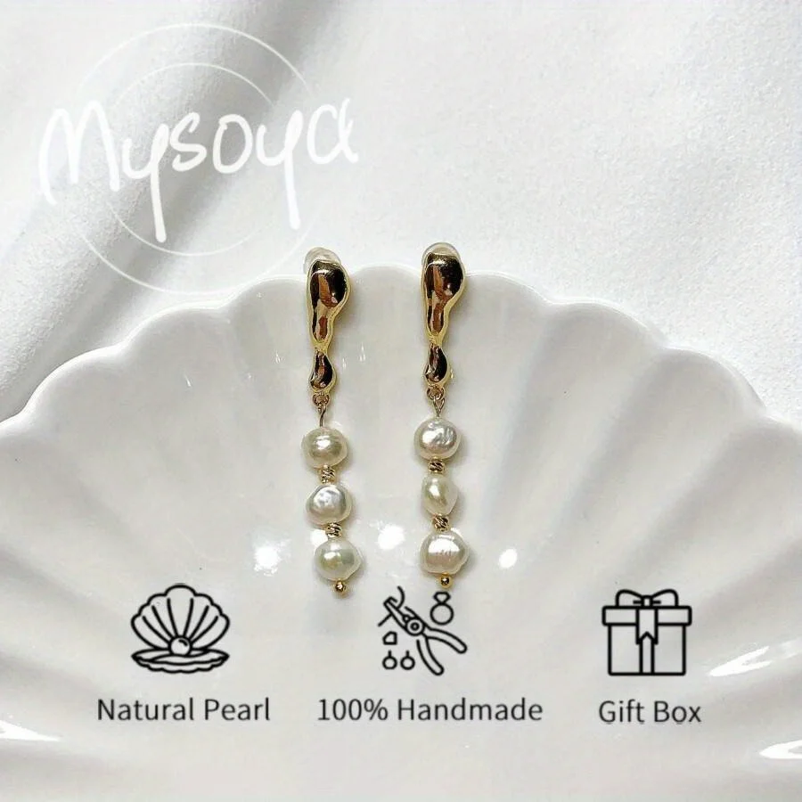 

Серьги-гвоздики Mysoya White Baroque с жемчугом неправильной формы 7-8 мм, подарочная коробка для него и для нее на дни рождения, свадьбы, День святого Валентина