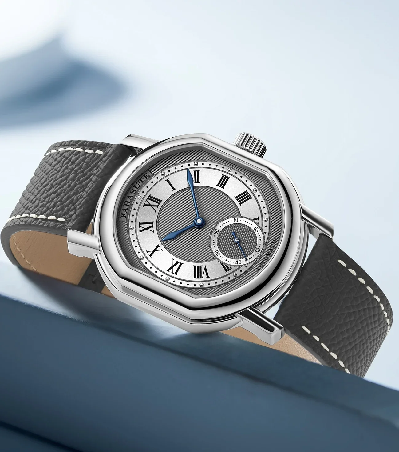 FARASUTE Men Automatic Watch 38mm Luxury Mechanical Wristwatch Sapphire 5Bar Waterproof Peacock Movement Small Second Dial