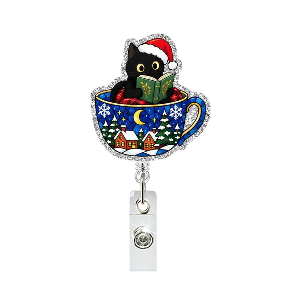 Black Badge Reel Clear Rotating Badge Reel Retractable Id Badge Reel Festive For Hospitals Nurses Teachers