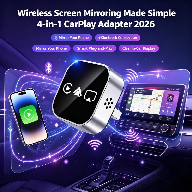 4IN1 Wireless CarPlay Adapter Easy Handling 2026 New Android Apple Mirror Link Auto Link Car Entertainment Gadget