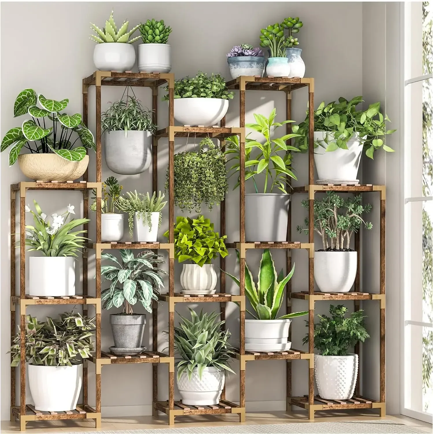

Large Plant Stand Indoor Outdoor, Tall Plant Shelf Rack for Multiple Pots Table Holder Flower Stand