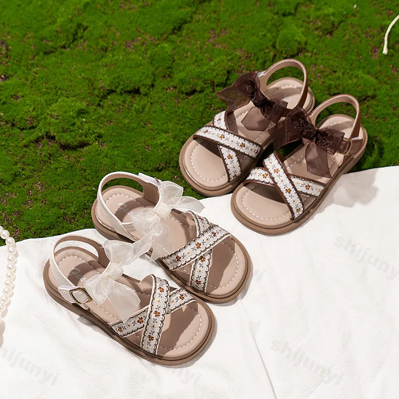 

Летние повседневные сандалии 2025 г., детская дышащая пляжная обувь с открытым носком, крутая обувь с бантом, удобные модные кроссовки с мягкой подошвой