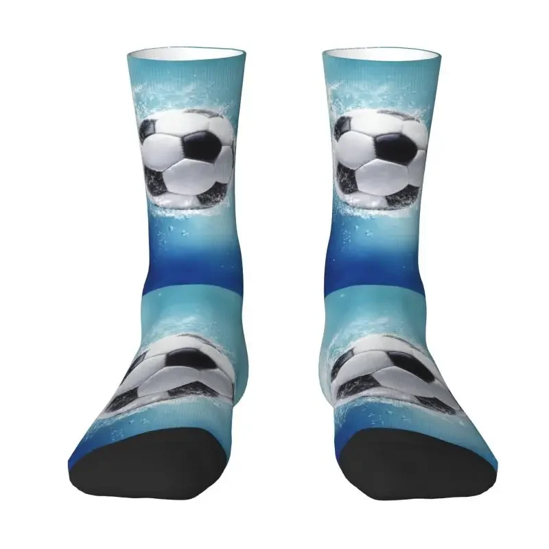 Cool Printing Soccer Water Splash Socks for Women Men Stretch Summer Autumn Winter Football Pattern Crew Socks