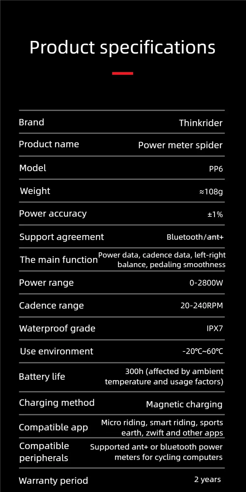 ThinkRider PP6 Fahrrad-Leistungsmessgerät Spider Rennrad 4-Bolzen 110BCD Leistungsmessgerät Spider Doppelseitige Balance ANT+Bluetooth Für Shimano – Detail 10