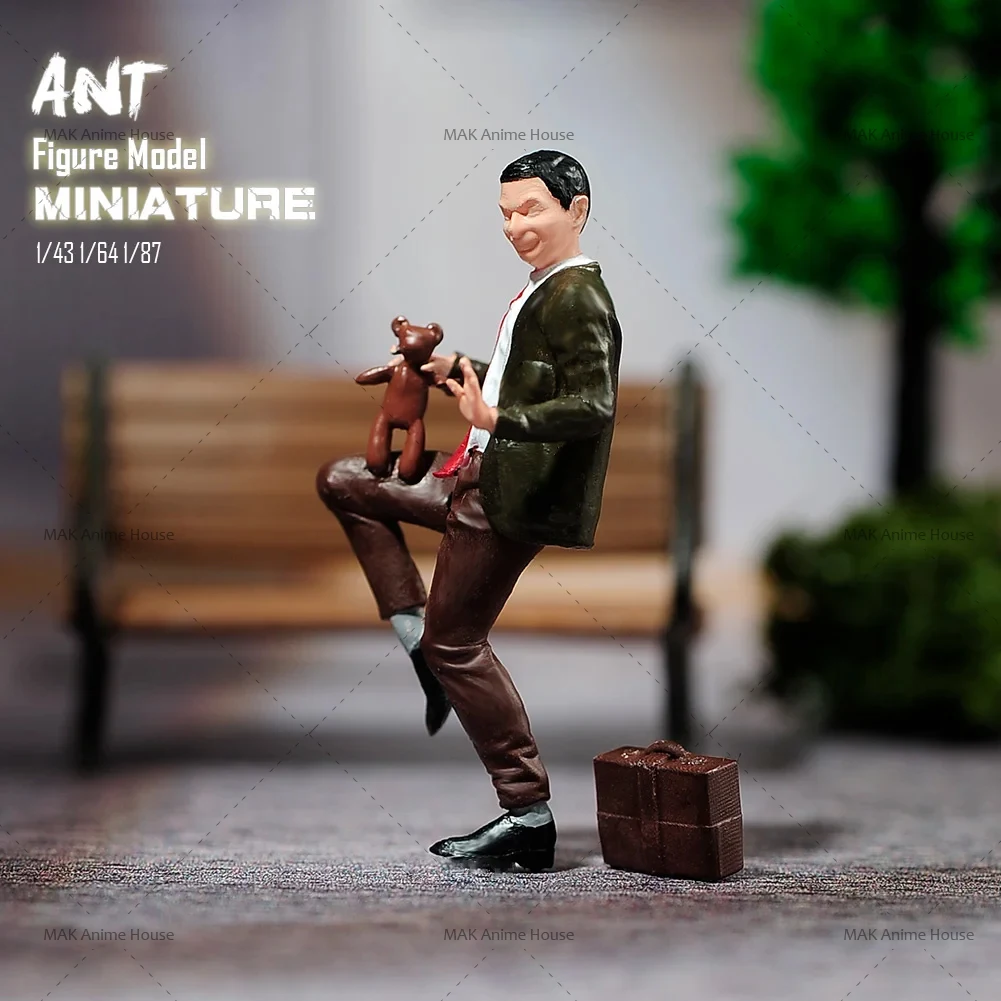 미니어처 1/87 1/64 1/43 1/24 테디 베어와 서류 가방 그림 인형 도색되지 않은 모델 장면 장식 자동차 장난감