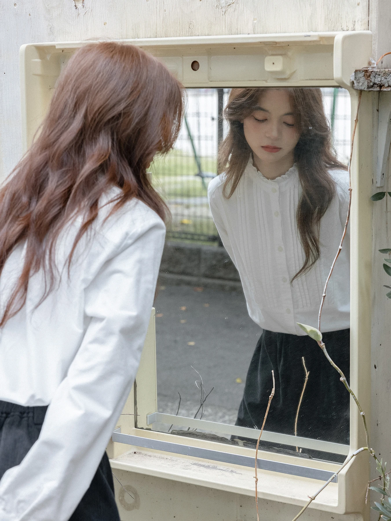 

Pure Cotton Stand Collar Lace Trim White irt Women's Autumn Winter Inner Wear High End Top Sweet Sle Japanese Flavour