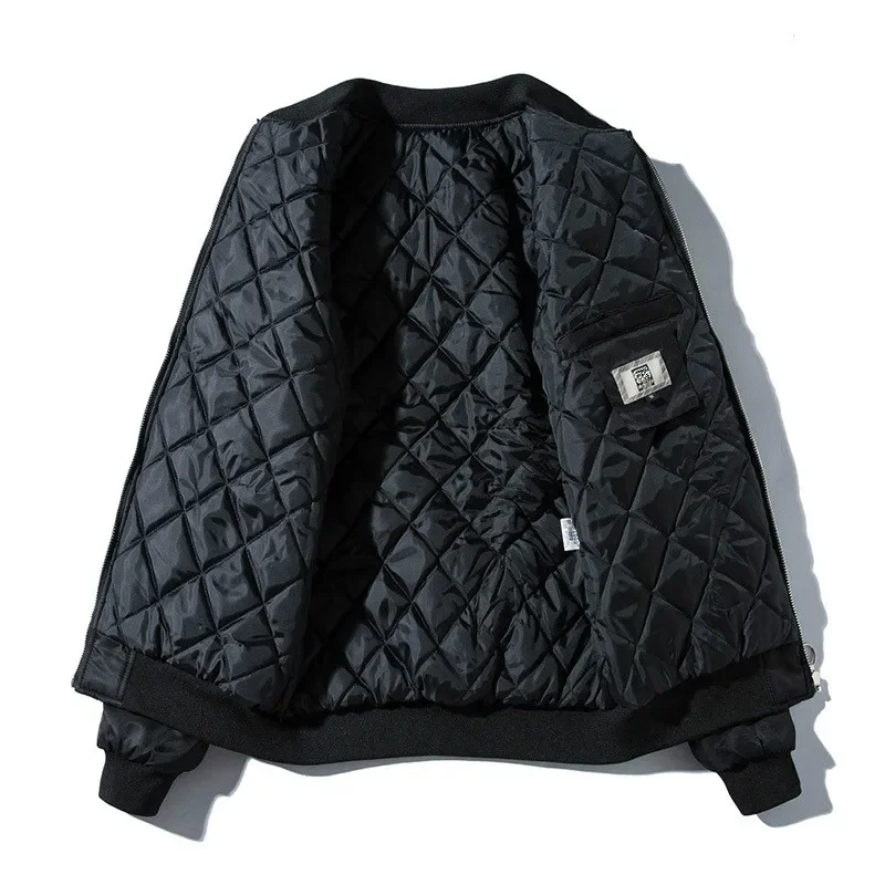 Mens Bomber Jackets Embroidery Wing Feather Winter Pilot Jacket Fashion Hip Hop Baseball Jacket Japanese Streetwear Youth