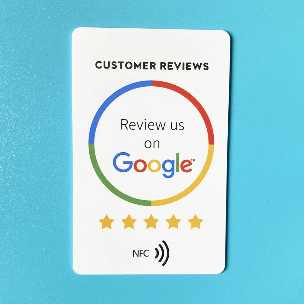 Review us on Google Trustpilot Tripadvisor Reviews NFC Tap Cards NTAG215 504bytes NFC-Enabled Google Reviews Cards