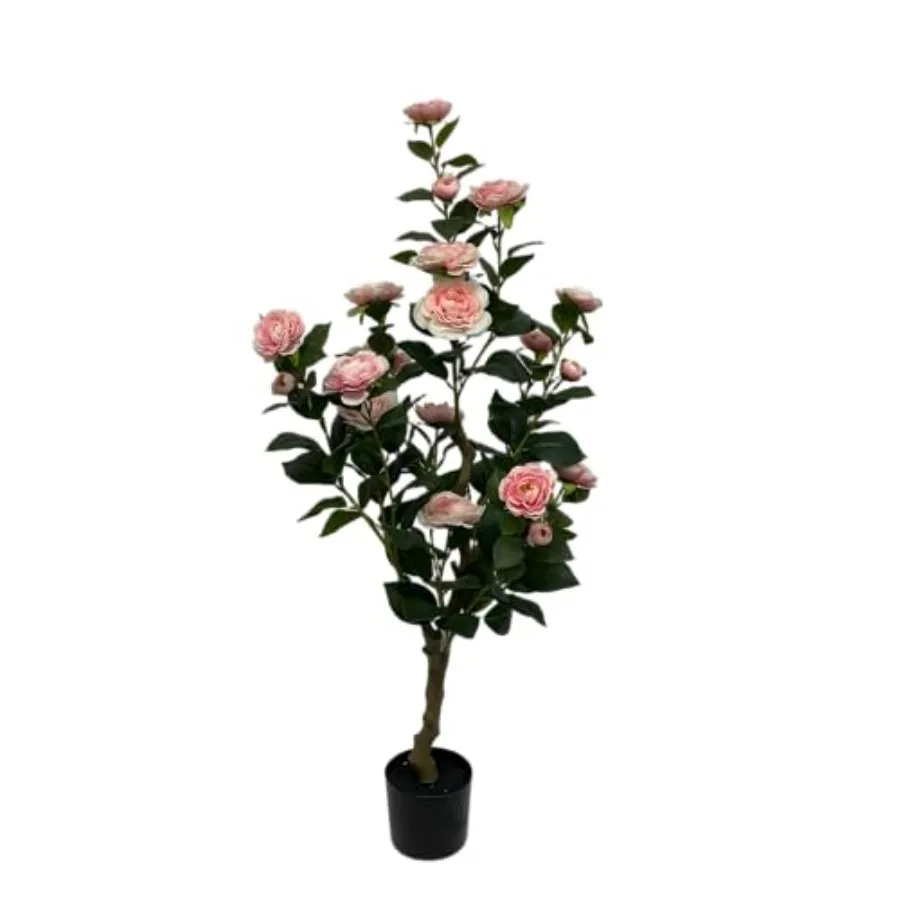 

Kiko Artificial Flower Rose Tree -35" 90cm Tall 19 Heads Fake Floor Flower with Plastic Pot for Office, Living Room, Dinner Roo