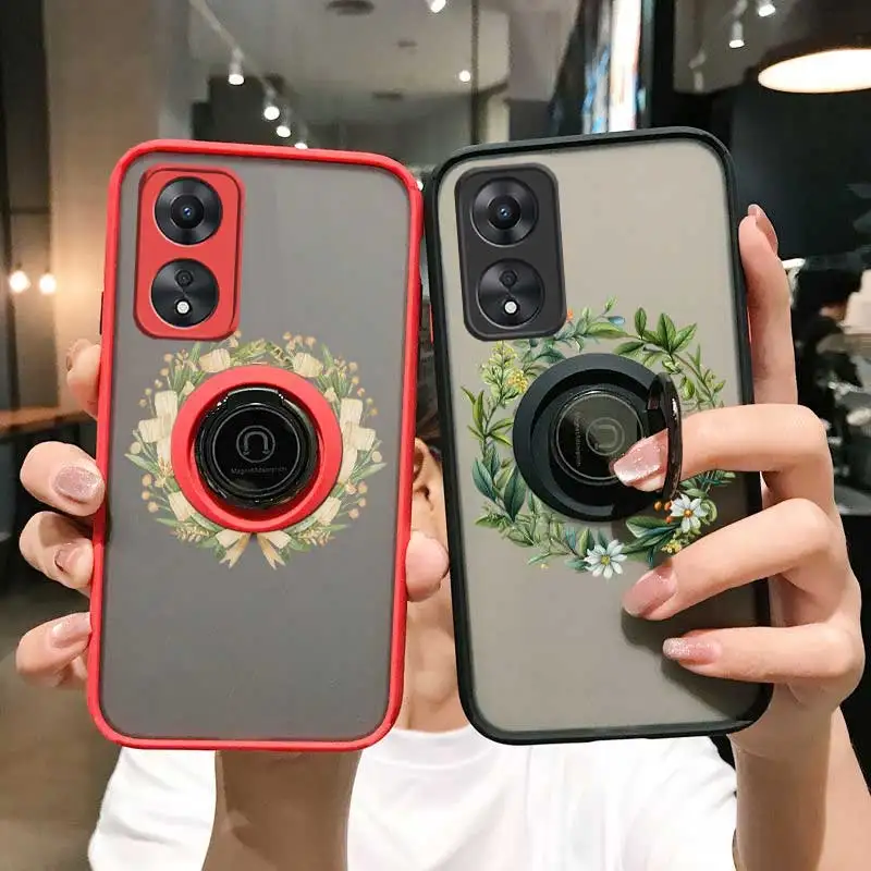 A78 Harvest Wreath Skin-feel Ring Phone Case For OPPO A 60 59 58 57 55 54 53 52 36 32 31 17 16 15 9 8 5 3S 2M A1 Pro Cover