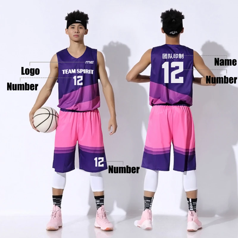 

New Custom Print Men Kids Basketball Jersey Sets XS-7XL Personalized Youth College Team Basketball Training Uniform