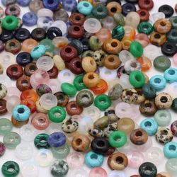 Venta al por mayor, 100 Uds., cuentas de piedra Natural con agujero grande en forma de ábaco, cuentas de piedra Agts para hacer joyería, collar, agujero de 4mm, tamaño 5x10mm