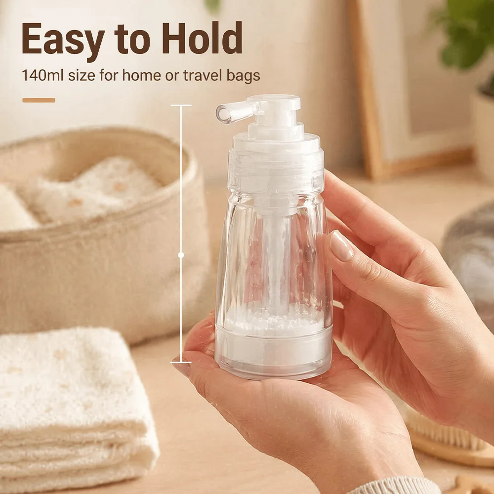 140ml Press-Type Dry Powder Spray Bottle, Transparent Portable Loose Powder Dispenser, Nail Glitter Spray Bottle, Baby Powder Spray Canister, Household Fine Mist Powder Sprayer - view 6