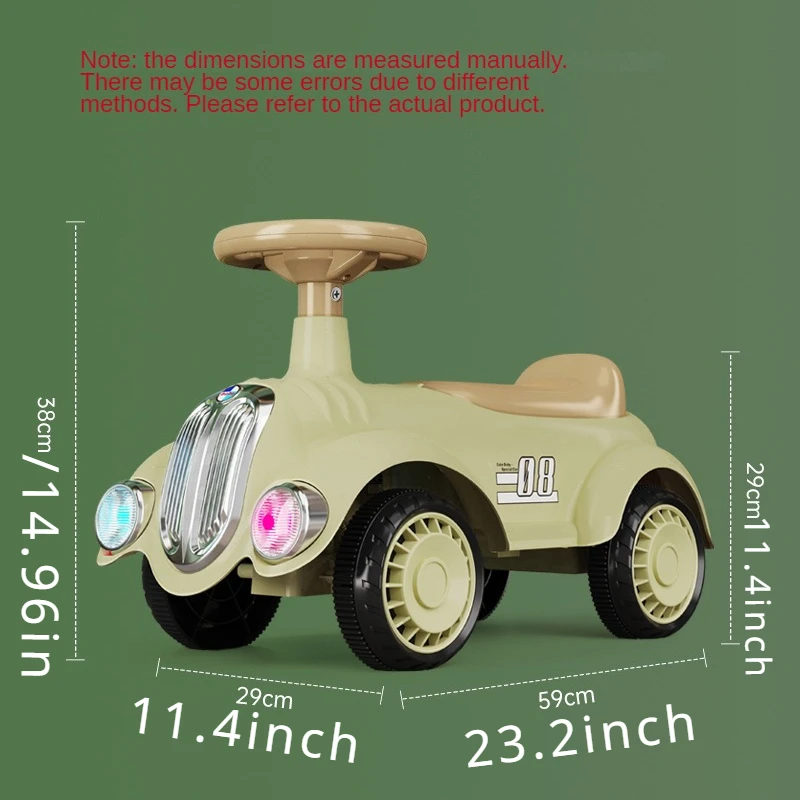 Retro-Style Toddler Balance Car Ride On Car with Lights & Sounds Scooter Balance Bike for Kids Balance Coordination Training