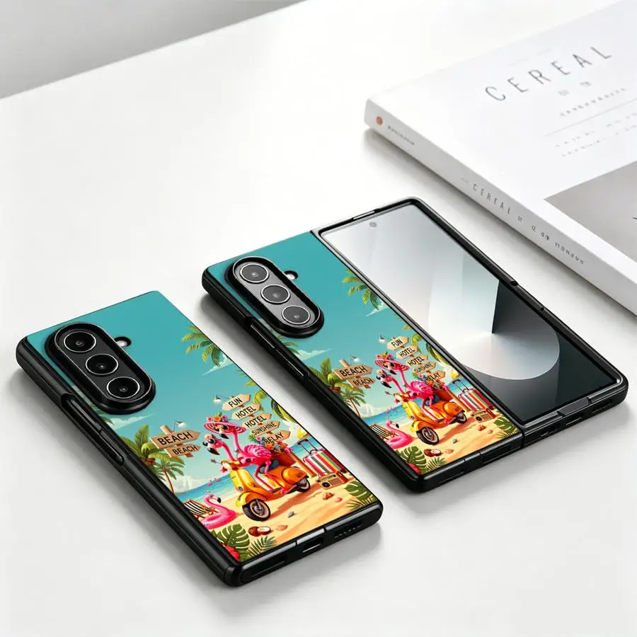 Flamingo Riding An Electric Bike Case for Samsung Galaxy Z Fold 8 Ultra ZFold5 Z Fold 7 6 5 4 3 ZFold4 ZFold3 ZFold7 ZFold6