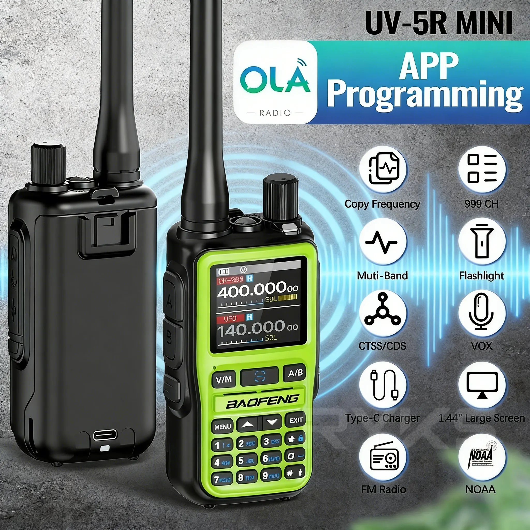 

Рация Baofeng UV-5R Mini: оптовая продажа, Bluetooth-программирование, авиационный диапазон, беспроводное копирование частот, большая дальность действия