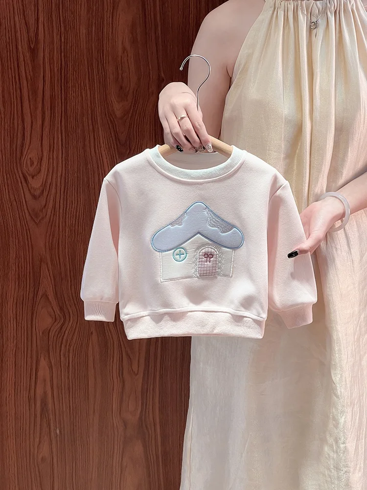 

Детская толстовка с длинным рукавом для девочек, весна-осень, базовый слой, корейский стиль, в полоску, приталенный крой, одежда для малышей