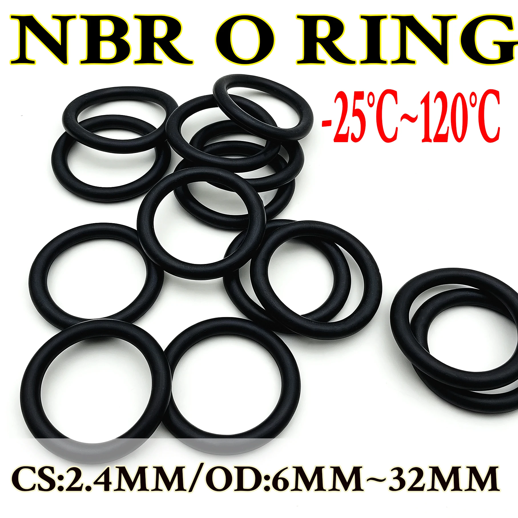 20PcsNBR O-ring CS 2.4mm Outer Diameter 6mm~32mm, Oil Resistant, Corrosion-resistant, Long-lasting Seal Without Failure