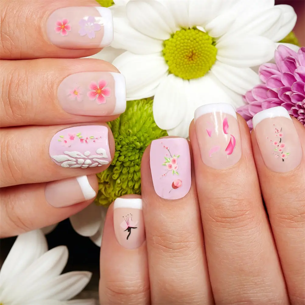 

6 Sheets Nail Stickers Flowers Designs Women Spring Summer Transfer Paper DIY Nail Art Decals Long Lasting Beautiful