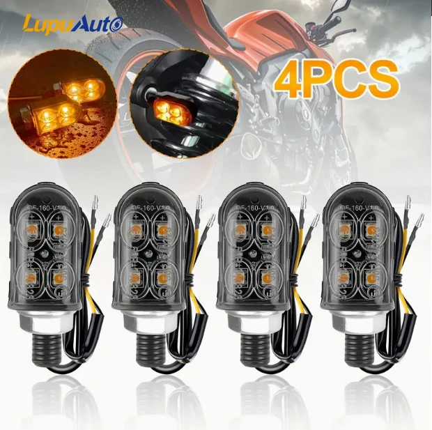 4 قطعة دراجة نارية LED بدوره إشارات صغيرة وامض LED أضواء الخلفية الوامض مؤشر الذيل ضوء لهوندا ياماها مقهى المتسابق