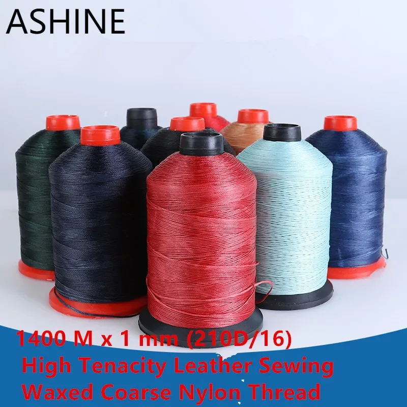 210D/16 Flat Waxed Thread Leather 1mm Sewing String Polyester Cord Wax Thread for Leather Craft Stitching Bookbinding Shoe Repai