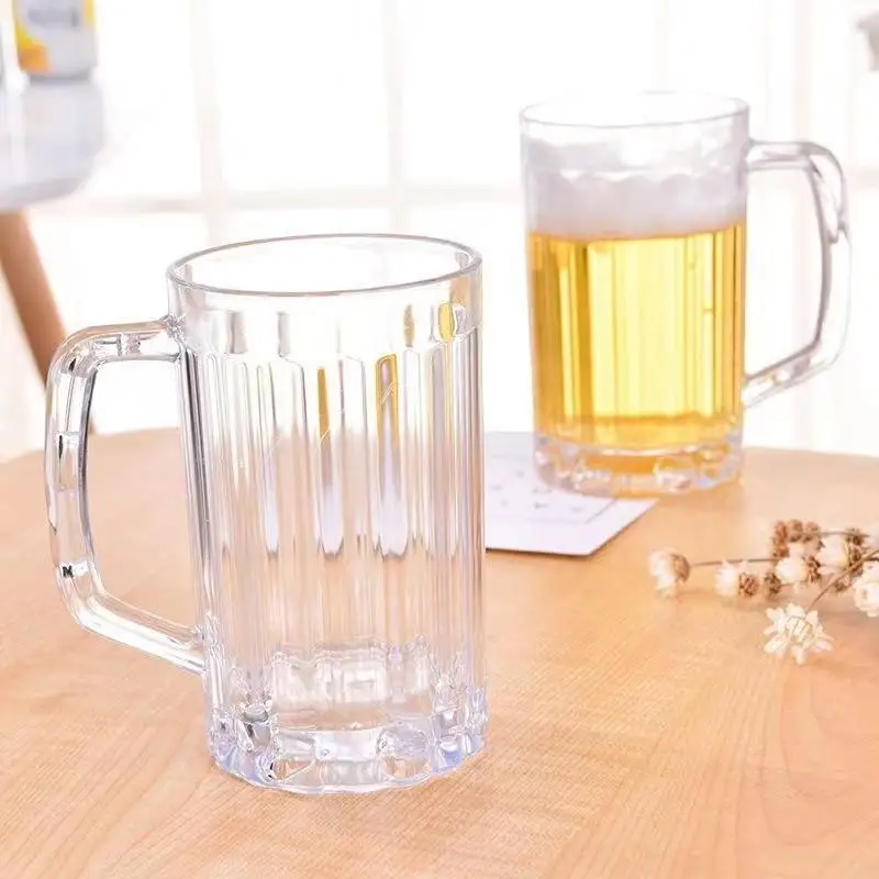 1PCS Acrylic Beer Mug 500ML Unbreakable Clear Plastic Beer Cup Shatterproof Drinking Glass Reusable Barware Beverage Water Juice view 2