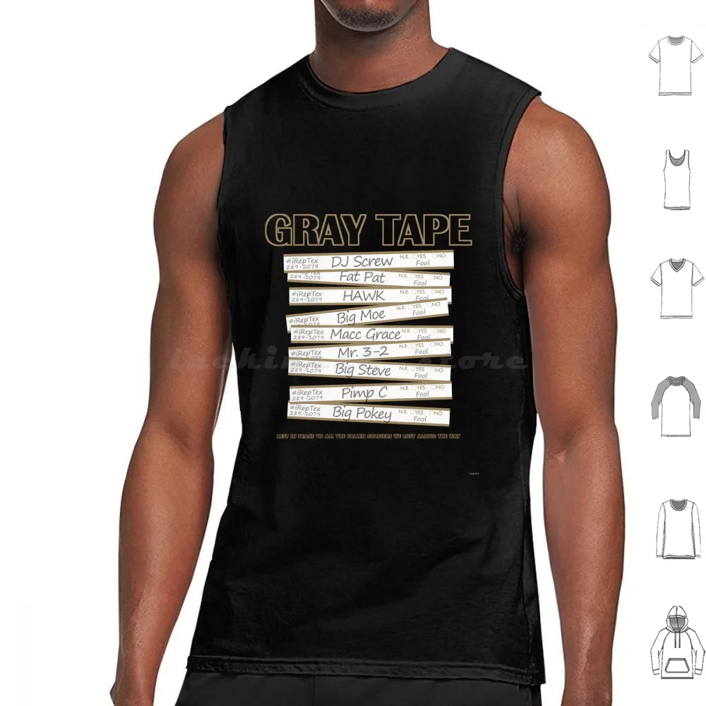 Gray Tape | #Ireptex Tank Tops Print Cotton Dj Screw Fat Pat Big Hawk Screwed Up Click Suc Texas Houston Rap Ugk Pimp C