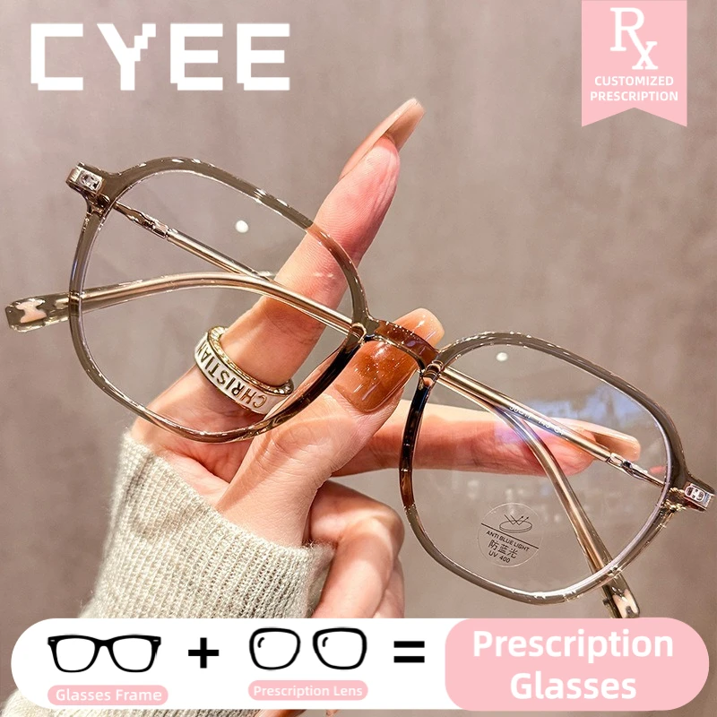 

Сверхлегкие квадратные фотохромные очки Cyee TR90 для коррекции близорукости, очки с прогрессивными линзами, женские оптические очки по индивидуальному заказу