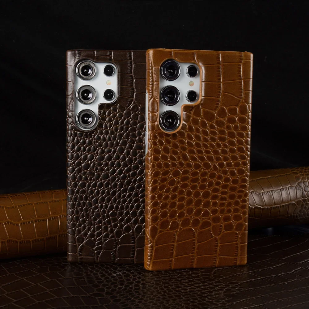 FOR Samsung S24 Leather Phone Case Alligator Leather S23 Ultra S23 Case